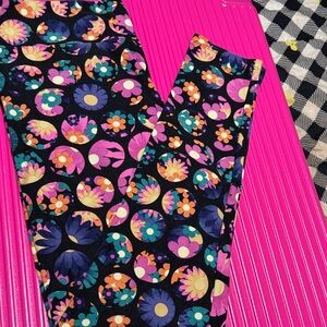 LuLaRoe Black Leggings with Colorful Floral Pattern